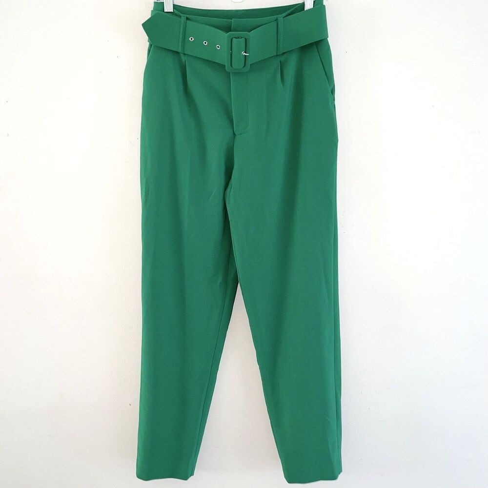 Emerald Green Dress Pants Size M High Waist Knit Chic Casual Office Workwear
